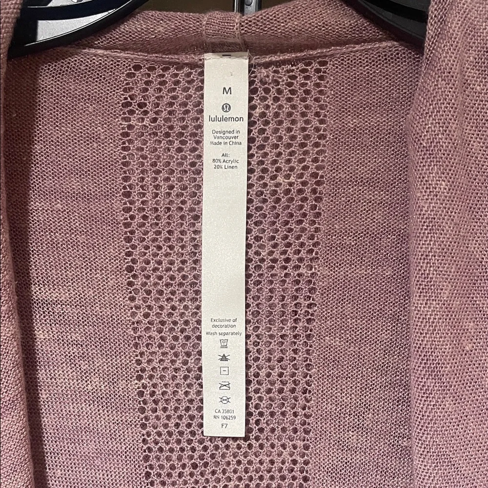 lululemon athletica Linen Blend Dusty Pink Light Hoodie Sweater Cardigan SZ M - Picture 9 of 15